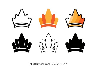 Crown Icon Set for Royalty, Leadership, and Success. Crown logo designs, minimalistic icons, crown symbol