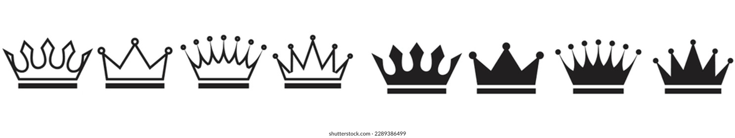 Conjunto de iconos de la corona. Colección de signos de la corona. Ilustración del vector