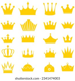 Crown icon set. Crown sign collection set. Vector Gold crown icon