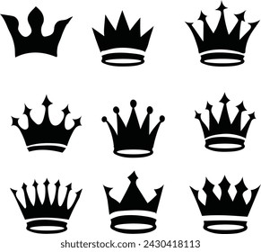 Conjunto de iconos de la corona Vector de colección de signos de corona
