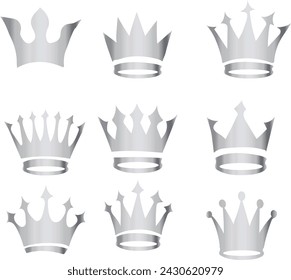 Crown icon set Crown sign collection vector