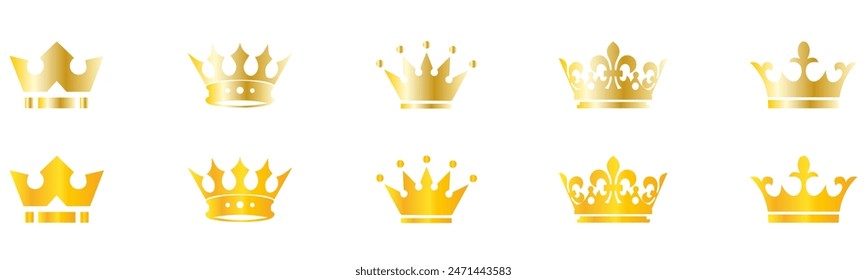 Crown icon set. Crown sign collection. Royal crown symbol collection. Vector Illustration. Vector Graphic. EPS 10