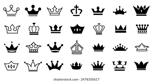Crown icon set. Crown sign collection. Vector illustration.