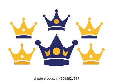 Crown Icon Set - Crown Sign Collection - Vector Illustration.oyalty, luxury, or regal-themed visuals in vector format. This crown collection offers a variety of styles and designs.