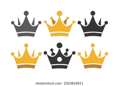 Crown Icon Set - Crown Sign Collection - Vector Illustration.oyalty, luxury, or regal-themed visuals in vector format. This crown collection offers a variety of styles and designs.