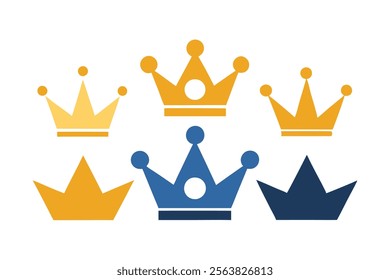 Crown Icon Set - Crown Sign Collection - Vector Illustration.oyalty, luxury, or regal-themed visuals in vector format. This crown collection offers a variety of styles and designs.