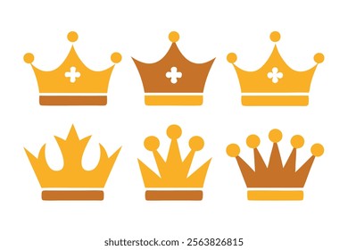 Crown Icon Set - Crown Sign Collection - Vector Illustration.oyalty, luxury, or regal-themed visuals in vector format. This crown collection offers a variety of styles and designs.