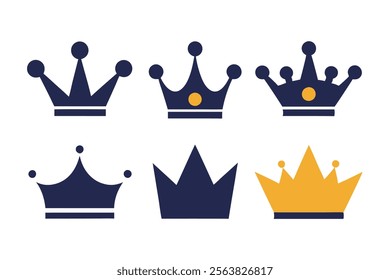 Crown Icon Set - Crown Sign Collection - Vector Illustration.oyalty, luxury, or regal-themed visuals in vector format. This crown collection offers a variety of styles and designs.