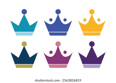 Crown Icon Set - Crown Sign Collection - Vector Illustration.oyalty, luxury, or regal-themed visuals in vector format. This crown collection offers a variety of styles and designs.