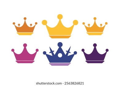 Crown Icon Set - Crown Sign Collection - Vector Illustration.oyalty, luxury, or regal-themed visuals in vector format. This crown collection offers a variety of styles and designs.