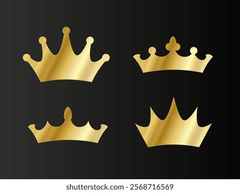 Crown icon set. Crown silhouette collection