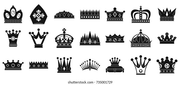 Crown icon set. Simple set of crown vector icons for web design isolated on white background