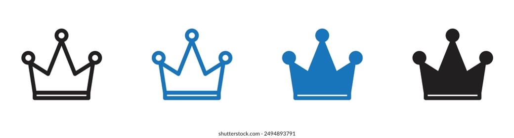 crown icon set symbol sign collection in white and black