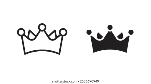 Crown icon set in Thin line black color.