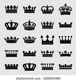 Crown Icon set in trendy flat style isolated on grey background - Crown symbol for your web site design, logo, app, UI. Vector illustration, EPS10