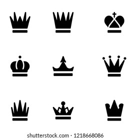 Crown icon set vector