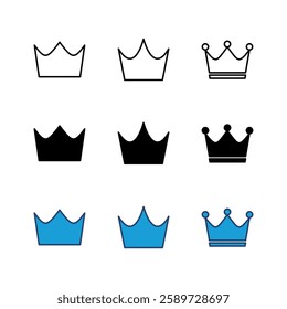 Crown icon set. crown vector icon