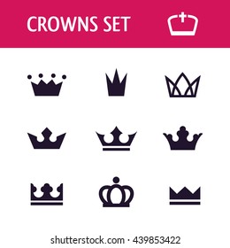 Crown icon set in vector