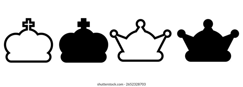 Crown icon set. Vector illsutration.