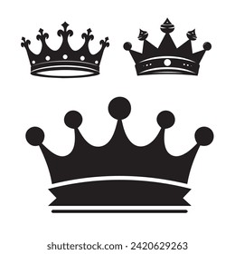 Crown icon set, vector illustration. Flat design style