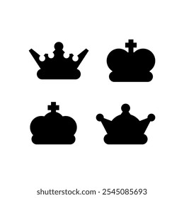 Crown icon set. Vector illustration.