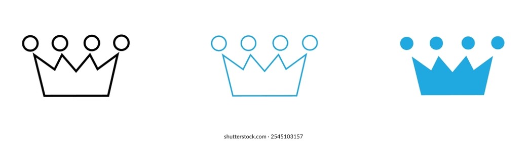 Crown Icon Set Vetor ilustração em preto