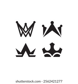 Crown Icon Set Vector Illustration