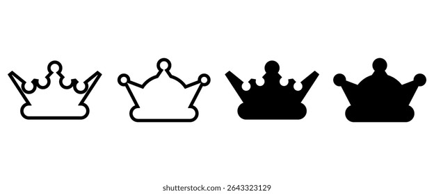 Conjunto de iconos de corona. Ilustración vectorial.