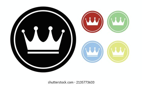 Crown Icon Set. Vector isolated flat set of crowns illustrations