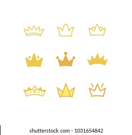 Crown icon set vector premium