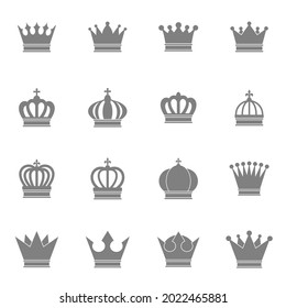 crown icon set vector sign symbol of king