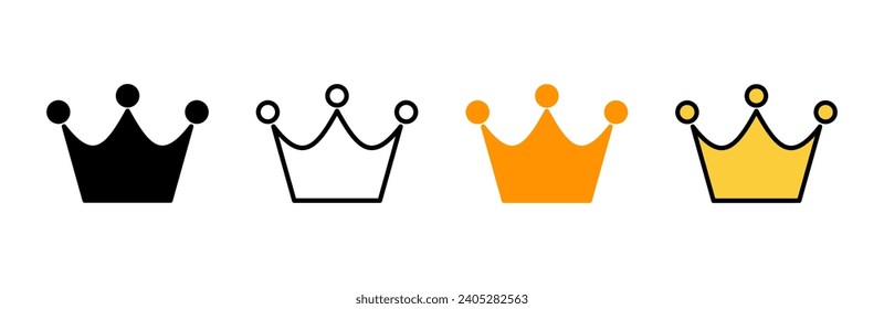 Crown icon set vector. crown sign and symbol