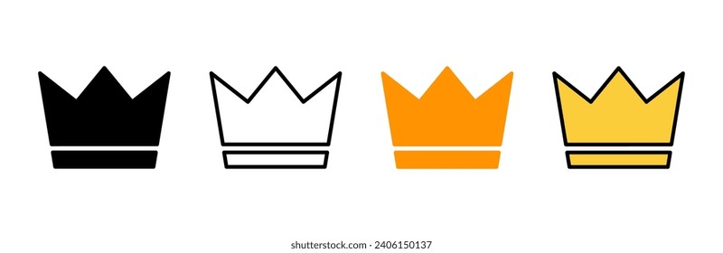 Crown icon set vector. crown sign and symbol