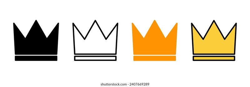 Crown icon set vector. crown sign and symbol