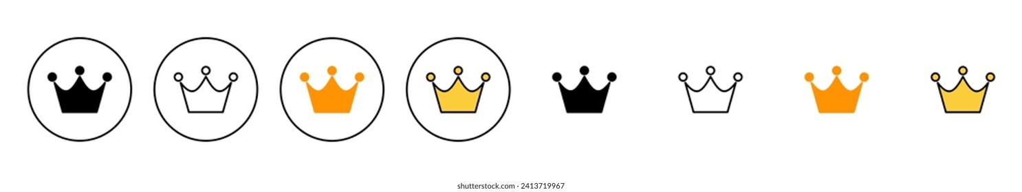 Crown icon set vector. crown sign and symbol