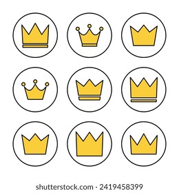 Vector de conjunto de iconos de corona. símbolo de la corona