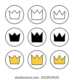 Crown icon set vector. crown sign and symbol