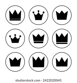 Crown icon set vector. crown sign and symbol