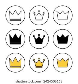 Crown icon set vector. crown sign and symbol