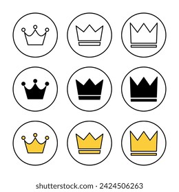 Crown icon set vector. crown sign and symbol