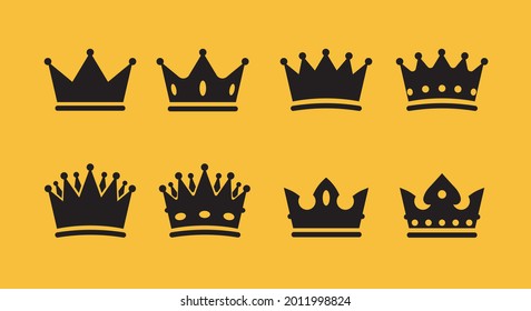 Crown icon set. Vector Crown symbol collection