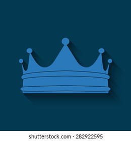 Crown icon   with shadow on a blue background