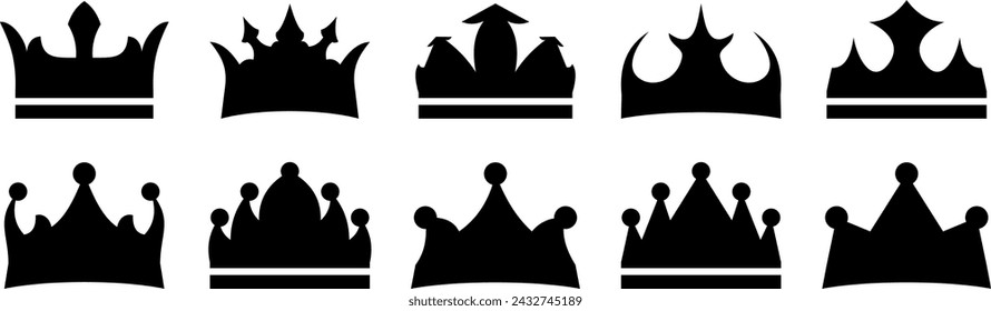 crown icon silhouette collection. simple sign vector isolated on white background. design for logo, application, web, poster.