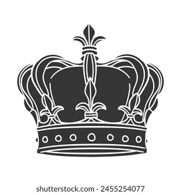 Crown Icon Silhouette Illustration. King Vector Graphic Pictogram Symbol Clip Art. Doodle Sketch Black Sign.