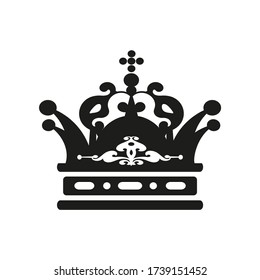 Crown icon silhouette isolated black on a white background.