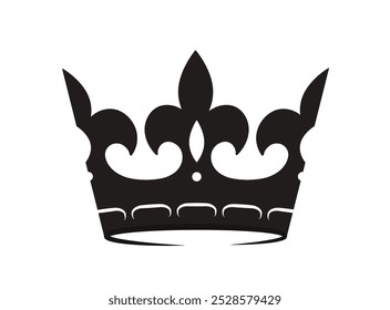 Ícone da coroa. Silhueta de tiara de luxo para príncipe e rei. Monarquia e aristocracia. Símbolo de poder e poder no reino. Ilustração de vetor plano isolada no plano de fundo branco