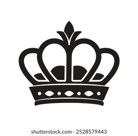 Ícone da coroa. Silhueta de tiara de luxo para príncipe e rei. História e heráldica. Endereço principal da nobreza, monarquia e aristocracia. Ilustração de vetor plano isolada no plano de fundo branco