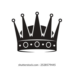 Ícone da coroa. Silhueta de tiara de luxo para príncipe e rei. Logotipo e emblema reais. Símbolo da nobreza. Reino medieval monárquico. Ilustração de vetor plano isolada no plano de fundo branco