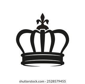 Crown icon. Silhouette of luxury tiara for prince and king. Wealth of Imperial Family. Template for branding and identity. Flat vector illustration isolated on white background