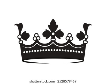 Ícone da coroa. Silhueta de tiara de luxo para príncipe e rei. Joia da família real. Identidade e identidade visual. Elemento heráldico. Ilustração de vetor plano isolada no plano de fundo branco